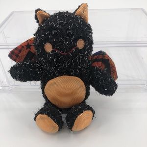 Halloween Cat Bat Plush Wings Black Silver Threads Stuffed Animal Darleen Angels